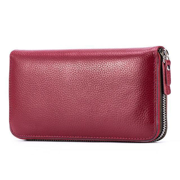 Planet Gates RED Women Wallet with Interior  Female Large Purse  Carteira Woman Genuine Leather Card Holder Money Bag Ladies Coin