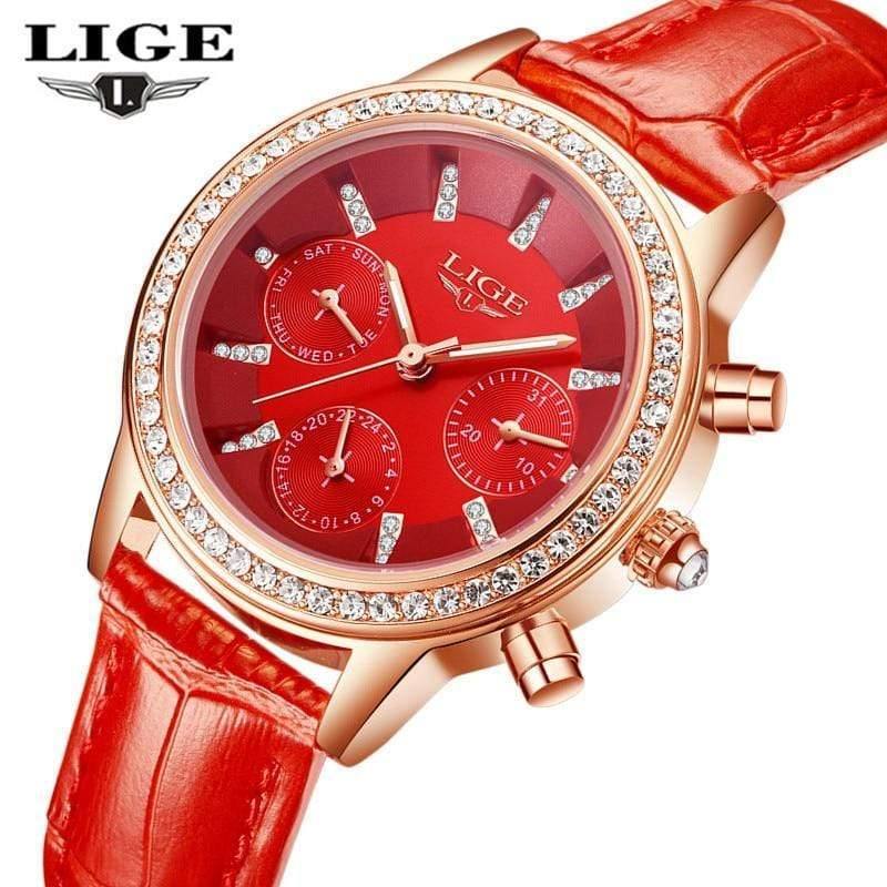 Planet Gates red Women Watch Fashion Casual Leather Quartz Watch Ladies Diamond Dress Watches Female gift Relogio Feminino
