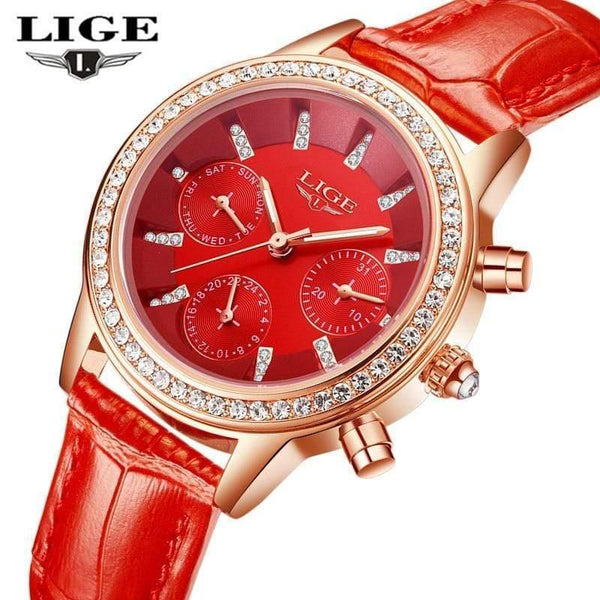 Planet Gates red Women Watch Fashion Casual Leather Quartz Watch Ladies Diamond Dress Watches Female gift Relogio Feminino