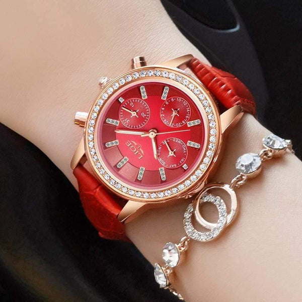 Planet Gates red Women Watch Fashion Casual Leather Quartz Watch Ladies Diamond Dress Watches Female gift Relogio Feminino