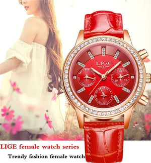 Planet Gates red Women Watch Fashion Casual Leather Quartz Watch Ladies Diamond Dress Watches Female gift Relogio Feminino