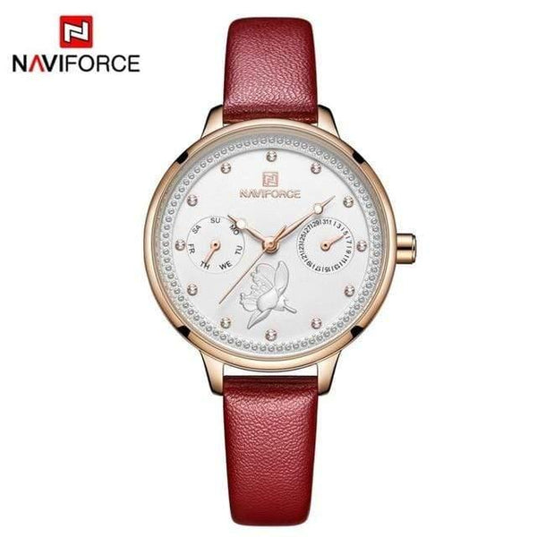 Planet Gates Red Women Watch Fashion Quartz Lady Leather Watchband Date Week Casual Waterproof Wristwatch Gift for Girl  New Blue