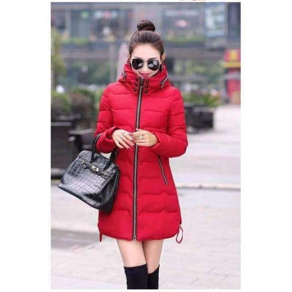 Planet Gates Red / XL 2018 Plus Size 6xl 7xl Cotton Coat Long Winter Jacket Parka Women Thick Slim Long Warm Hooded Padded Parkas Female