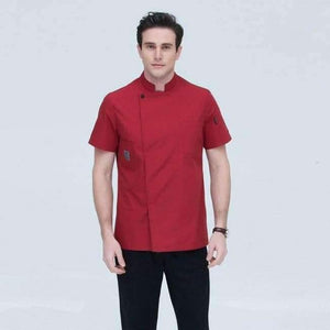 Planet Gates Red / XL Black Short-sleeve Chef Uniforms Restaurant Hotel Chef Jacket Kitchen Cook Suit Man Woman Kitchen Work Clothes Overalls Blue Red