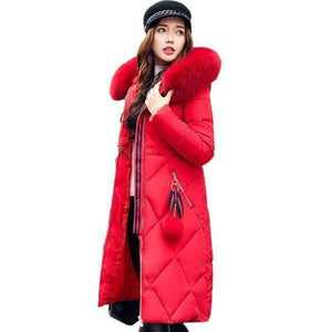 Planet Gates Red / XL / China Winter coat thickened parka women stitching slim long winter coat down cotton ladies down parka down jacket women