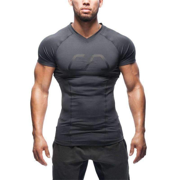 Planet Gates red / XL Fitness bodybuilding t Shirt Crossfit Muscle male Short sleeves Slim fit elasticity Shirts Quick dry Tee tops