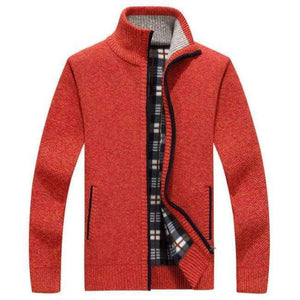 Planet Gates Red / XL New 4XL 5XL Mens Fleece Sweate Autumn Winter Warm Cashmere Slim Fat Wool Zipper Casual Sweater Men Knitted Coat AF1383