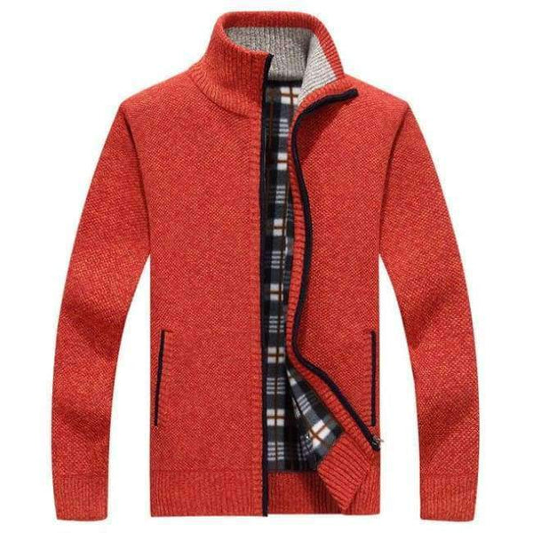 Planet Gates Red / XL New 4XL 5XL Mens Fleece Sweate Autumn Winter Warm Cashmere Slim Fat Wool Zipper Casual Sweater Men Knitted Coat AF1383