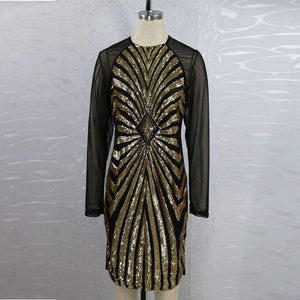 Planet Gates Red / XL Party Sexy Sequins Women Dresses Long Sleeve Mesh Plus Size   Wedding Event Dresses For Women Fashion Female Pencil Dresse