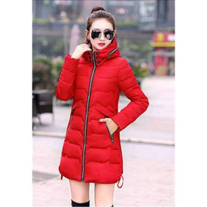 Planet Gates red / XL Winter Jacket Women Cotton Long Jacket Fashion 2017 Girls Padded Slim Plus Size Hooded Parkas Stand Collar Coat C423