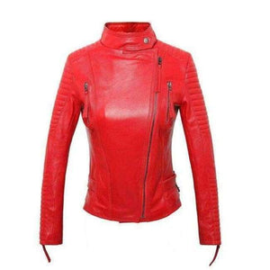 Planet Gates Red / XS 100% Real Sheepskin Coat Female Genuine Leather Jacket Short Slim Jackets For Women Outerwear jaqueta de couro WYQ793