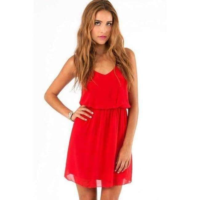 Planet Gates black / XS GOPLUS 2018 Summer Style Chiffon Party Dress Women Casual V neck Beach Dress Sleeveless Red Black Sweet Mini Dresses Plus Size