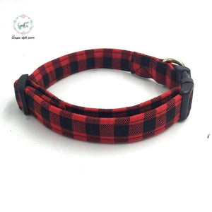 Planet Gates Red / XS Red and Black plaid dog collar set with bow tie personalized dog collars pet supply designer product dog &cat necklace XS-XL