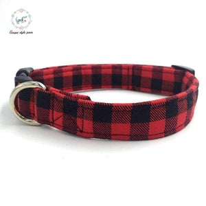Planet Gates Red / XS Red and Black plaid dog collar set with bow tie personalized dog collars pet supply designer product dog &cat necklace XS-XL