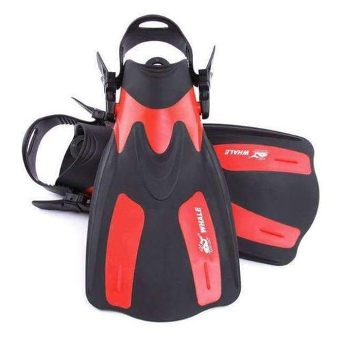 Planet Gates Red XS to M Adult Swimming Fins Short Scuba Snorkeling Shoes Foot Flipper Diving Flippers Diving Fins FN-200 Swim Fins with Heel
