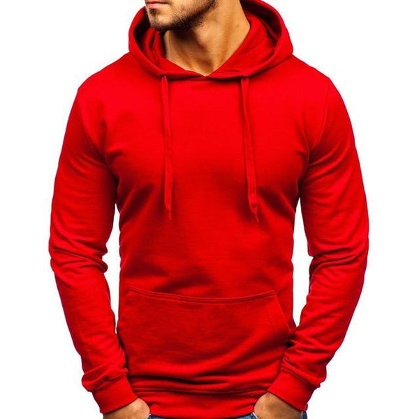 Planet Gates Red / XXL Men's Casual Hoodies Sweatshirts Male black gray Red Hooded Pullovers Solid Color Outerwear Tops 10 Colors M-3XL