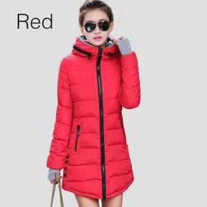 Planet Gates Red / XXL Parkas Winter Women Fashion Thickening Hooded Winter Jacket Womens Slim Fit Cotton Coat Overcoat Plus Size 13 Colors