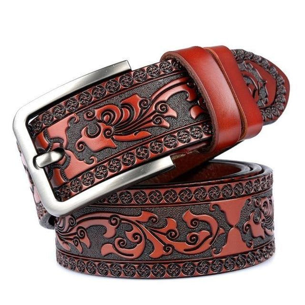 Planet Gates reddish brown / 100cm Designer belts for men High quality Cow genuine leather belt man Fashion classic vintage pin buckle strap for cowboy jeans