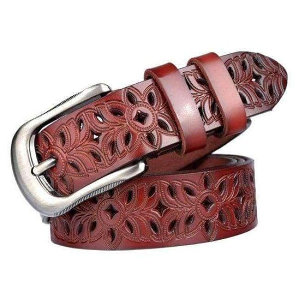 Planet Gates reddish brown / 105cm GEERSIDAN 2018 New genuine leather women belt Design brand hollow decoration belt for women Fashon pin buckle female waistband