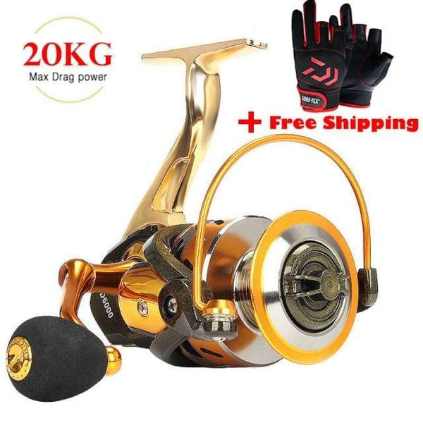 Planet Gates reel and gloves / 6000 Series 2021 New All-Metal Fishing Reel Super Smooth Spinning Reel Carp Reel Sea Pole Long Cast Round Fishing Reels Goods For Fishing