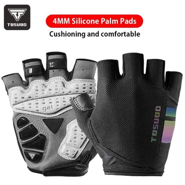 Planet Gates Reflective-B / M Cycling Bike Half Finger Non-slip Gloves Shockproof Summer Breathable MTB Road Bicycle Gloves Men Women Cycling Equipment
