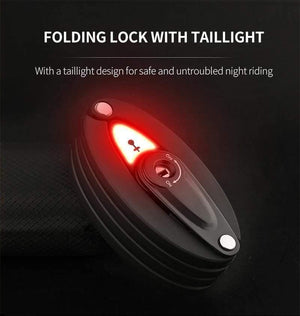 Planet Gates Reflective Sticker Bike Lock With Light Foldable Steel Alloy Bicycle Locks Waterproof 85CM Anti-Theft Folding Safety Lock For Cycling