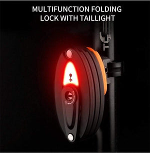 Planet Gates Reflective Sticker Bike Lock With Light Foldable Steel Alloy Bicycle Locks Waterproof 85CM Anti-Theft Folding Safety Lock For Cycling