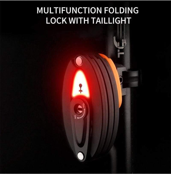 Planet Gates Reflective Sticker Bike Lock With Light Foldable Steel Alloy Bicycle Locks Waterproof 85CM Anti-Theft Folding Safety Lock For Cycling