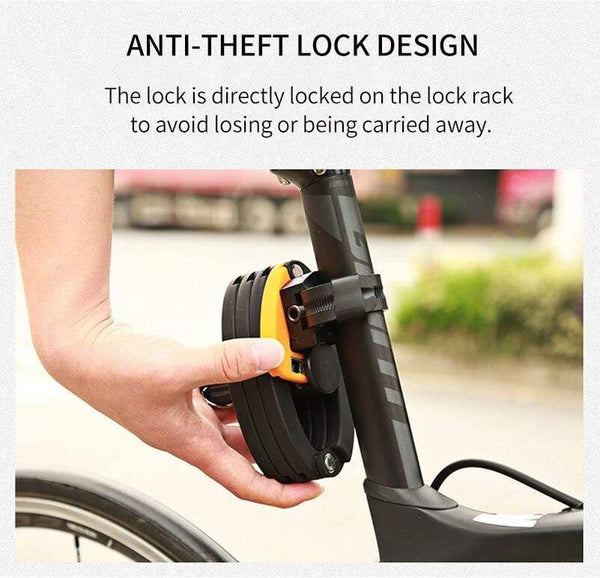 Planet Gates Reflective Sticker Bike Lock With Light Foldable Steel Alloy Bicycle Locks Waterproof 85CM Anti-Theft Folding Safety Lock For Cycling