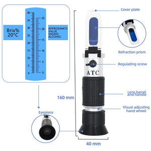 Planet Gates Refractometer All kinds Brix Alcohol Salinity Handheld Refractometer Wine Beer Sugar Fruit Vegetables Juice with ATC 40%off