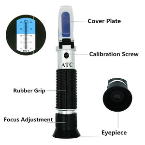 Planet Gates Refractometer All kinds Brix Alcohol Salinity Handheld Refractometer Wine Beer Sugar Fruit Vegetables Juice with ATC 40%off