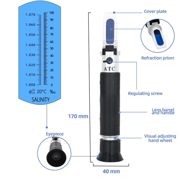 Planet Gates Refractometer All kinds Brix Alcohol Salinity Handheld Refractometer Wine Beer Sugar Fruit Vegetables Juice with ATC 40%off