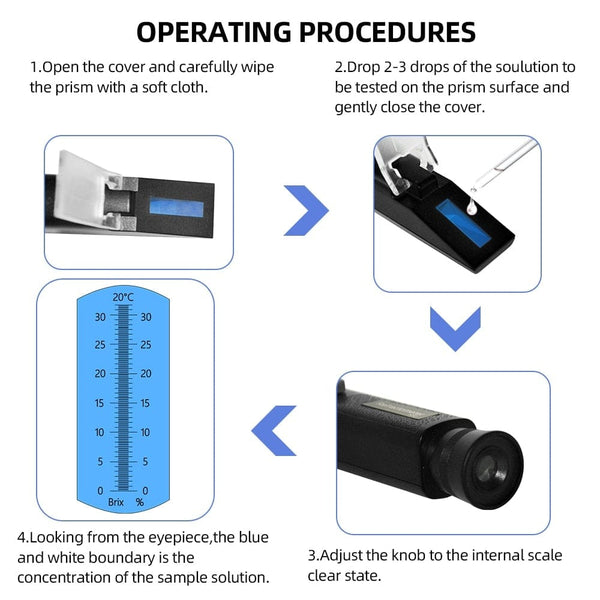 Planet Gates Refractometer All kinds Brix Alcohol Salinity Handheld Refractometer Wine Beer Sugar Fruit Vegetables Juice with ATC 40%off