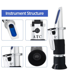 Planet Gates Refractometer All kinds Brix Alcohol Salinity Handheld Refractometer Wine Beer Sugar Fruit Vegetables Juice with ATC 40%off