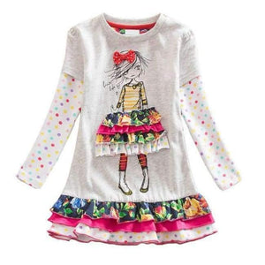 Planet Gates RELH3660GRAY / 2T Kids Girls Dress Baby Children Toddler Princess Dress Vestidos Children's Clothing Girls Winter Dresses 2-8Y LH5805 MIX