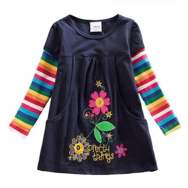 Planet Gates RELH5802LONG / 2T Kids Girls Dress Baby Children Toddler Princess Dress Vestidos Children's Clothing Girls Winter Dresses 2-8Y LH5805 MIX