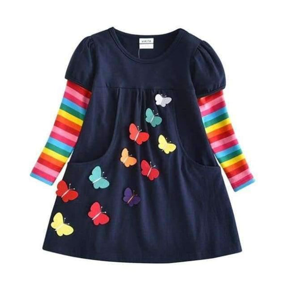 Planet Gates RELH5805NAVY / 2T Kids Girls Dress Baby Children Toddler Princess Dress Vestidos Children's Clothing Girls Winter Dresses 2-8Y LH5805 MIX