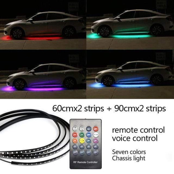 Planet Gates Remote 2 x(60+90) / China 4pcs Car Underglow Flexible Strips LED Remote /APP Control RGB Decorative Atmosphere Lamp Underglow Underbody System Neon Lights