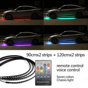 Planet Gates Remote 2 x(90+120cm) / China 4pcs Car Underglow Flexible Strips LED Remote /APP Control RGB Decorative Atmosphere Lamp Underglow Underbody System Neon Lights