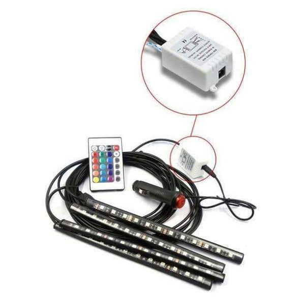 Planet Gates Remote control Car Interior Floor Atmosphere Remote/App/Voice Control RGB LED DRL Strip Light Wireless Lamp Foot Decoration Cigarette Light 12V