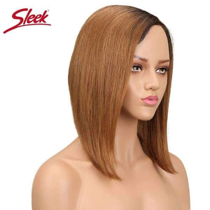 Planet Gates Remy Straight Human Hair Wigs Non Lace Bob Wig Side Part Wigs Brazilian Hair TT1B/30 Hair Extension