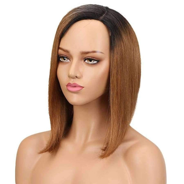 Planet Gates Remy Straight Human Hair Wigs Non Lace Bob Wig Side Part Wigs Brazilian Hair TT1B/30 Hair Extension