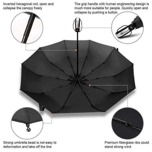 Planet Gates Resistant Folding Automatic Umbrella Rain Women Auto Luxury Big Windproof Umbrellas Rain For Men Black Coating 10K Parasol