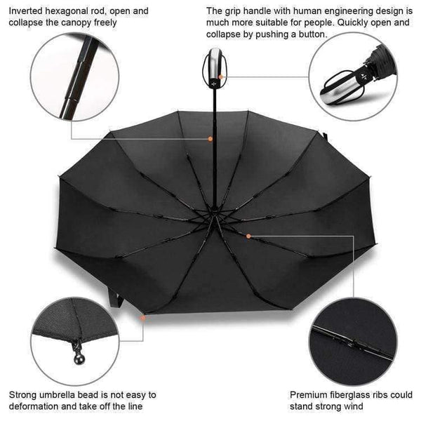 Planet Gates Resistant Folding Automatic Umbrella Rain Women Auto Luxury Big Windproof Umbrellas Rain For Men Black Coating 10K Parasol