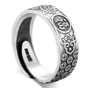 Planet Gates Resizable 1 / China / size 8  to 11 999 Sterling Silver  Blessing Happiness Rings Adjustable For Men Women Unisex Wedding Valentine’s Day Jewelry