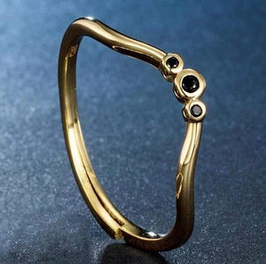 Planet Gates Resizable / black 925 Sterling Silver Rings  Black White Zircon Diamond Adjustable Rings 14K Gold Fine Jewelry