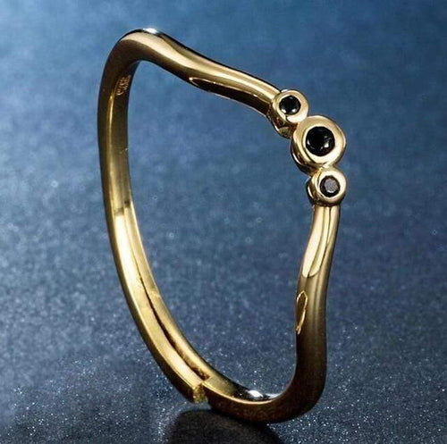 Planet Gates Resizable / black 925 Sterling Silver Rings  Black White Zircon Diamond Adjustable Rings 14K Gold Fine Jewelry