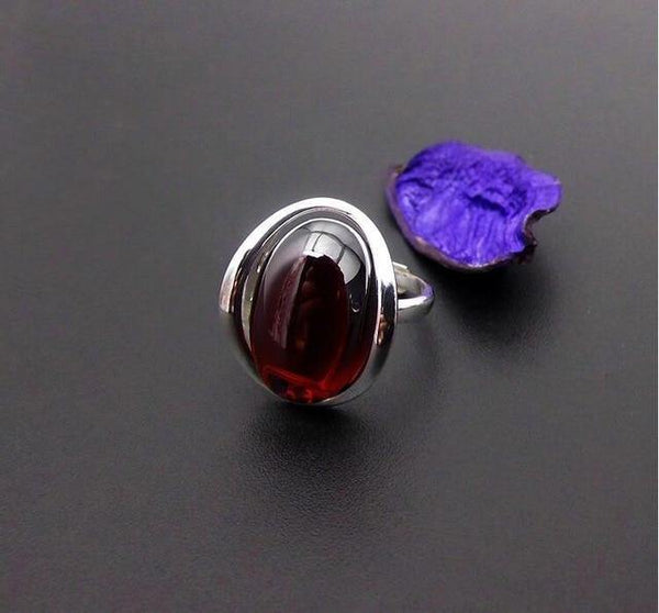 Planet Gates Resizable / Red 925 Silver Rings for Women Yellow Topaz Agate Stone Ring Pure 925 Sterling Silver Rings for Women Jewelry Size Adjuste