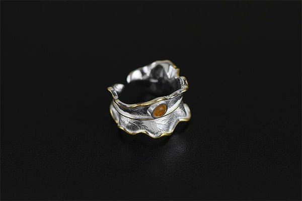 Planet Gates Resizable / Red 925 Sterling Silver Ring Natural Tourmaline Handmade Designer Fine Jewelry Adjustable Leaf Rings