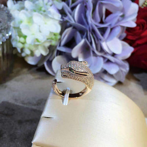 Planet Gates Resizable / Rose Gold Color animal ring,S 925 sterling silver AAA zirconia leopard rings,rose gold/gold/silver fashion panther jewelry women accessories